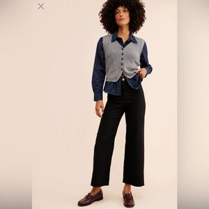 Anthropologie Maeve Colette Wide Leg Cropped Black Pants